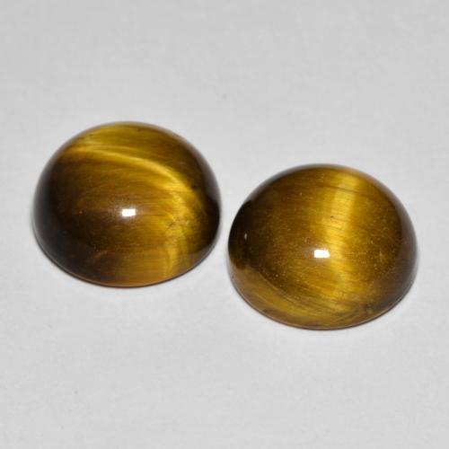 7.99캐럿 천연 미디엄 브라운 Tiger's Eye 보석, 라운드 컷, 10.02 mm, 불투명체
