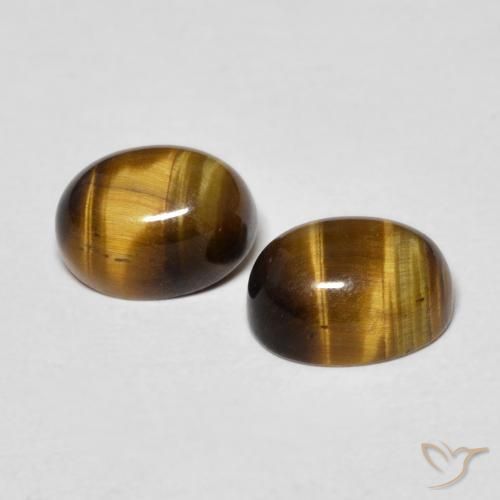 3.16캐럿 천연 노란빛 브라운 Tiger's Eye 보석, 타원형 컷, 8×6 mm, 불투명체