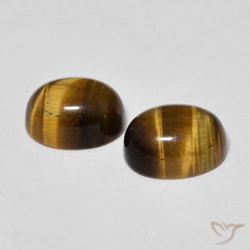 3.16캐럿 천연 노란빛 브라운 Tiger's Eye 보석, 타원형 컷, 8×6 mm, 불투명체