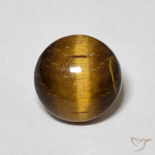 1.98ct 자연스러운 황갈색 호랑이의 눈, 둥근, 불투명체