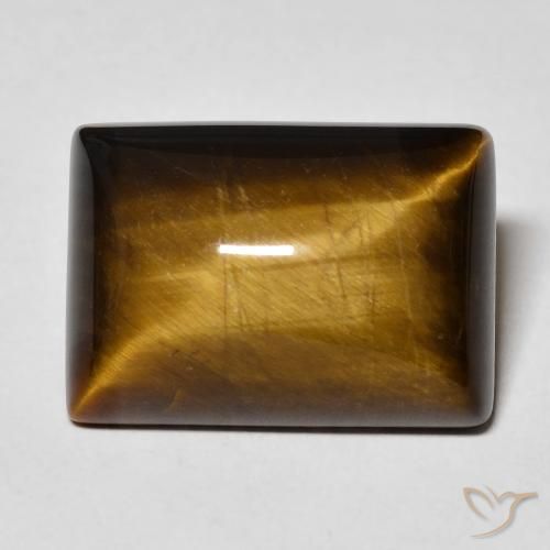 13.01ct 자연스러운 골든 브라운 호랑이의 눈, 바게트, 불투명체