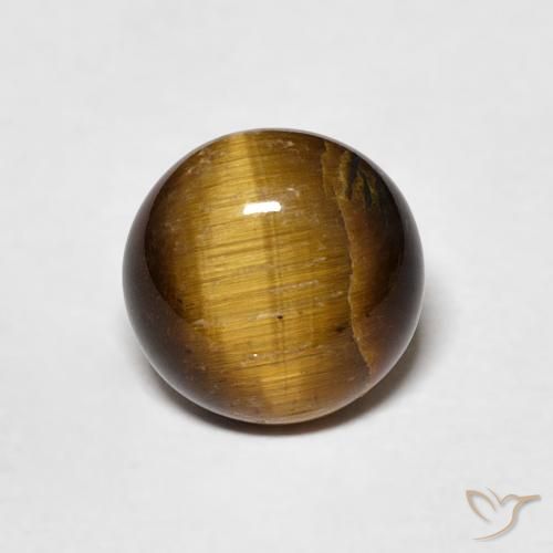 1.71ct 자연스러운 미디엄 브라운 호랑이의 눈, 둥근, 불투명체