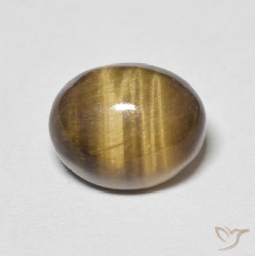 4.09ct 자연스러운 미디엄 브라운 호랑이의 눈, 타원형, 불투명체
