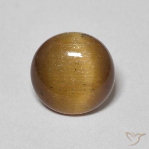 1.54ct 자연스러운 황갈색 호랑이의 눈, 둥근, 불투명체