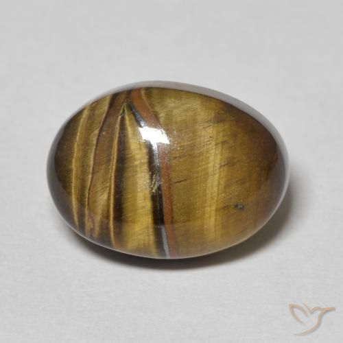 6.95ct 자연스러운 황갈색 호랑이의 눈, 타원형, 불투명체
