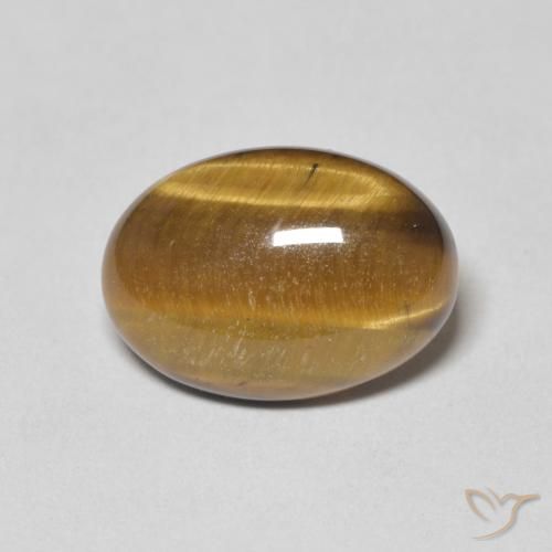 5.46ct 자연스러운 황갈색 호랑이의 눈, 타원형, 불투명체