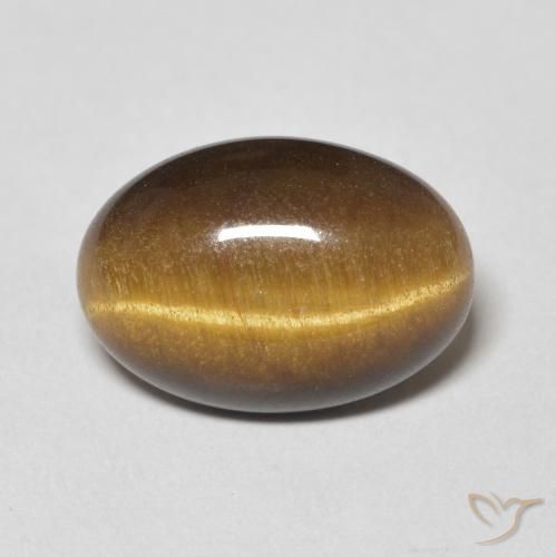 5.56ct 자연스러운 웜 브라운 호랑이의 눈, 타원형, 불투명체