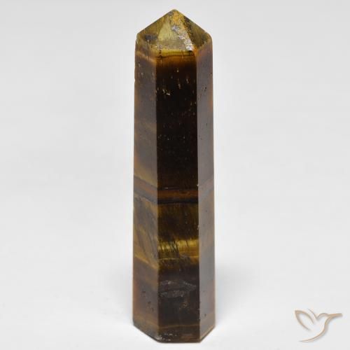 26.11캐럿 천연 시더 브라운 Tiger's Eye, 멋진 모양, 37×10 mm, 불투명체