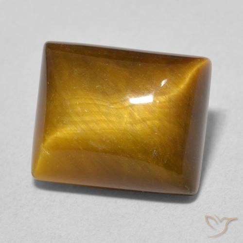 6.16캐럿 천연 Medium Light-Brown 호랑이의 눈, 바게트, 불투명체