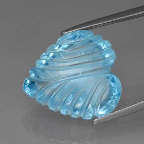 27.79캐럿 천연 스카이 블루 토파즈, 하트 모양, 19.3×18 mm, 투명한