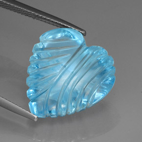 27.79캐럿 천연 스카이 블루 토파즈, 하트 모양, 19.3×18 mm, 투명한