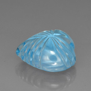 27.79캐럿 천연 스카이 블루 토파즈, 하트 모양, 19.3×18 mm, 투명한