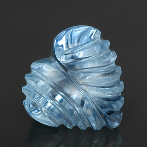 21.42캐럿 천연 스카이 블루 토파즈, 하트 모양, 16.5×16 mm, 투명한
