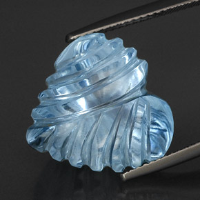21.42캐럿 천연 스카이 블루 토파즈, 하트 모양, 16.5×16 mm, 투명한