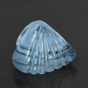 21.42캐럿 천연 스카이 블루 토파즈, 하트 모양, 16.5×16 mm, 투명한