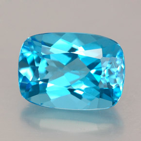 3.58캐럿 천연 스위스 블루 토파즈, 쿠션 컷, 10.2×7.4 mm, VVS