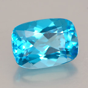 3.58캐럿 천연 스위스 블루 토파즈, 쿠션 컷, 10.2×7.4 mm, VVS