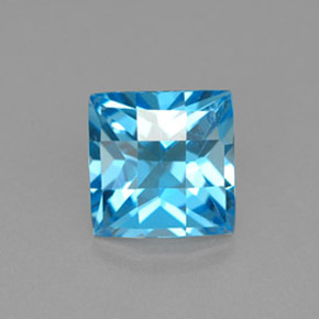 3.20캐럿 천연 스위스 블루 토파즈, 스퀘어, 8×8 mm, VVS-VS