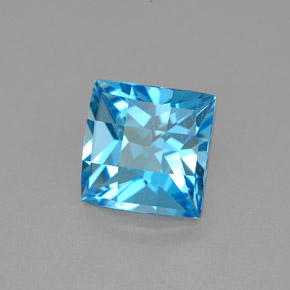 3.20캐럿 천연 스위스 블루 토파즈, 스퀘어, 8×8 mm, VVS-VS