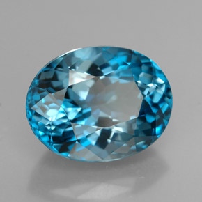 3.13캐럿 천연 런던 블루 토파즈, 타원형 컷, 9.8×7.6 mm, VVS