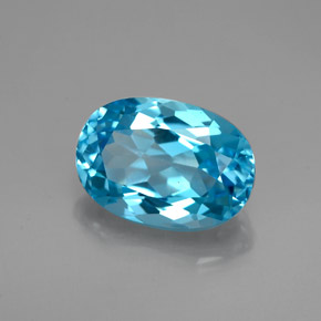2.17캐럿 천연 스위스 블루 토파즈, 타원형 컷, 8.9×6.2 mm, VVS-VS
