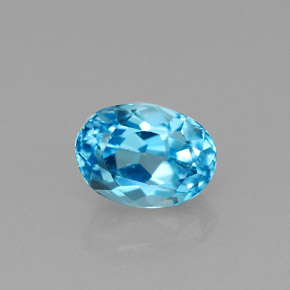 1.81캐럿 천연 스위스 블루 토파즈, 타원형 컷, 7.9×5.8 mm, VS
