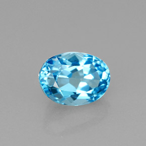 1.81캐럿 천연 스위스 블루 토파즈, 타원형 컷, 7.9×5.8 mm, VS