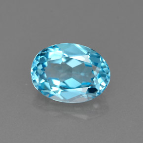 1.84캐럿 천연 스위스 블루 토파즈, 타원형 컷, 8.3×6.2 mm, VVS-VS