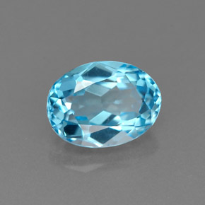 1.84캐럿 천연 스위스 블루 토파즈, 타원형 컷, 8.3×6.2 mm, VVS-VS