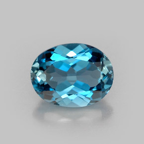 1.61캐럿 천연 런던 블루 토파즈, 타원형 컷, 8.1×6.3 mm, VVS