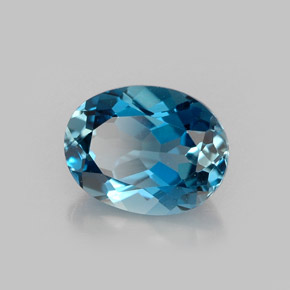 1.61캐럿 천연 런던 블루 토파즈, 타원형 컷, 8.1×6.3 mm, VVS