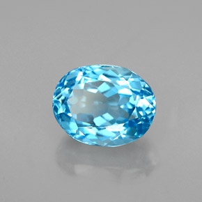 2.84캐럿 천연 스위스 블루 토파즈, 타원형 컷, 8.8×7 mm, VVS
