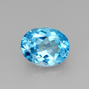 2.48캐럿 천연 스위스 블루 토파즈, 타원형 컷, 8.9×7.1 mm, VVS