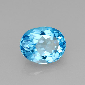 2.48캐럿 천연 스위스 블루 토파즈, 타원형 컷, 8.9×7.1 mm, VVS