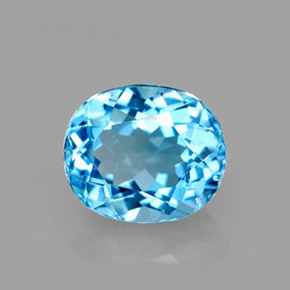 2.19캐럿 천연 스위스 블루 토파즈, 타원형 컷, 8.1×7 mm, VVS-VS