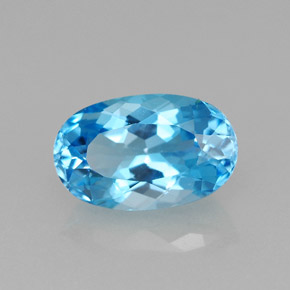 2.61캐럿 천연 스위스 블루 토파즈, 타원형 컷, 10×6.3 mm, VVS-VS