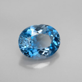 2.21캐럿 천연 런던 블루 토파즈, 타원형 컷, 8.9×7.2 mm, VVS