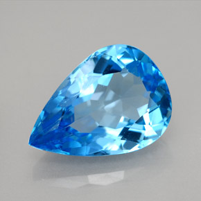 9.79캐럿 천연 스위스 블루 토파즈, 배 모양, 15.9×11.4 mm, VVS