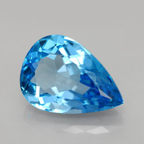 9.79캐럿 천연 스위스 블루 토파즈, 배 모양, 15.9×11.4 mm, VVS