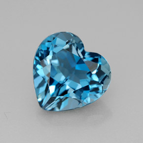 4.23캐럿 천연 런던 블루 토파즈, 하트 모양, 10×9.8 mm, VVS