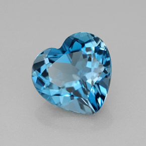 4.23캐럿 천연 런던 블루 토파즈, 하트 모양, 10×9.8 mm, VVS