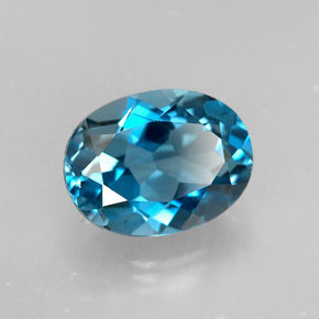 1.64캐럿 천연 런던 블루 토파즈, 타원형 컷, 8.1×6.2 mm, VVS