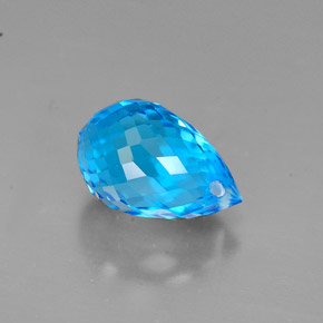 2.23캐럿 천연 스위스 블루 토파즈, 브리올레트, 8.6×5.7 mm, VVS