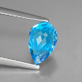 2.23캐럿 천연 스위스 블루 토파즈, 브리올레트, 8.6×5.7 mm, VVS