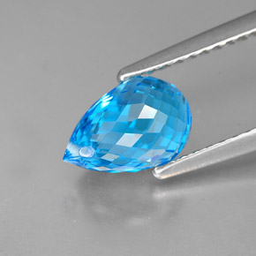 2.23캐럿 천연 스위스 블루 토파즈, 브리올레트, 8.6×5.7 mm, VVS