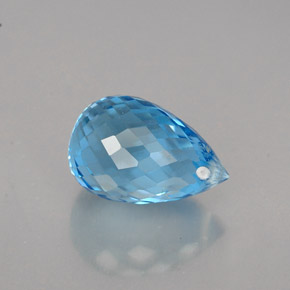 2.25캐럿 천연 스위스 블루 토파즈, 브리올레트, 8.5×5.6 mm, VVS