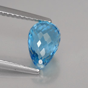 2.25캐럿 천연 스위스 블루 토파즈, 브리올레트, 8.5×5.6 mm, VVS