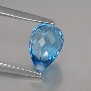 2.10캐럿 천연 스위스 블루 토파즈, 브리올레트, 8.1×5.6 mm, VVS
