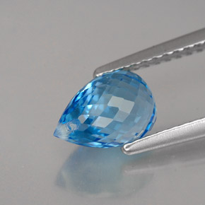 2.10캐럿 천연 스위스 블루 토파즈, 브리올레트, 8.1×5.6 mm, VVS