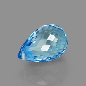 2.23캐럿 천연 스위스 블루 토파즈, 브리올레트, 8.6×5.8 mm, VVS